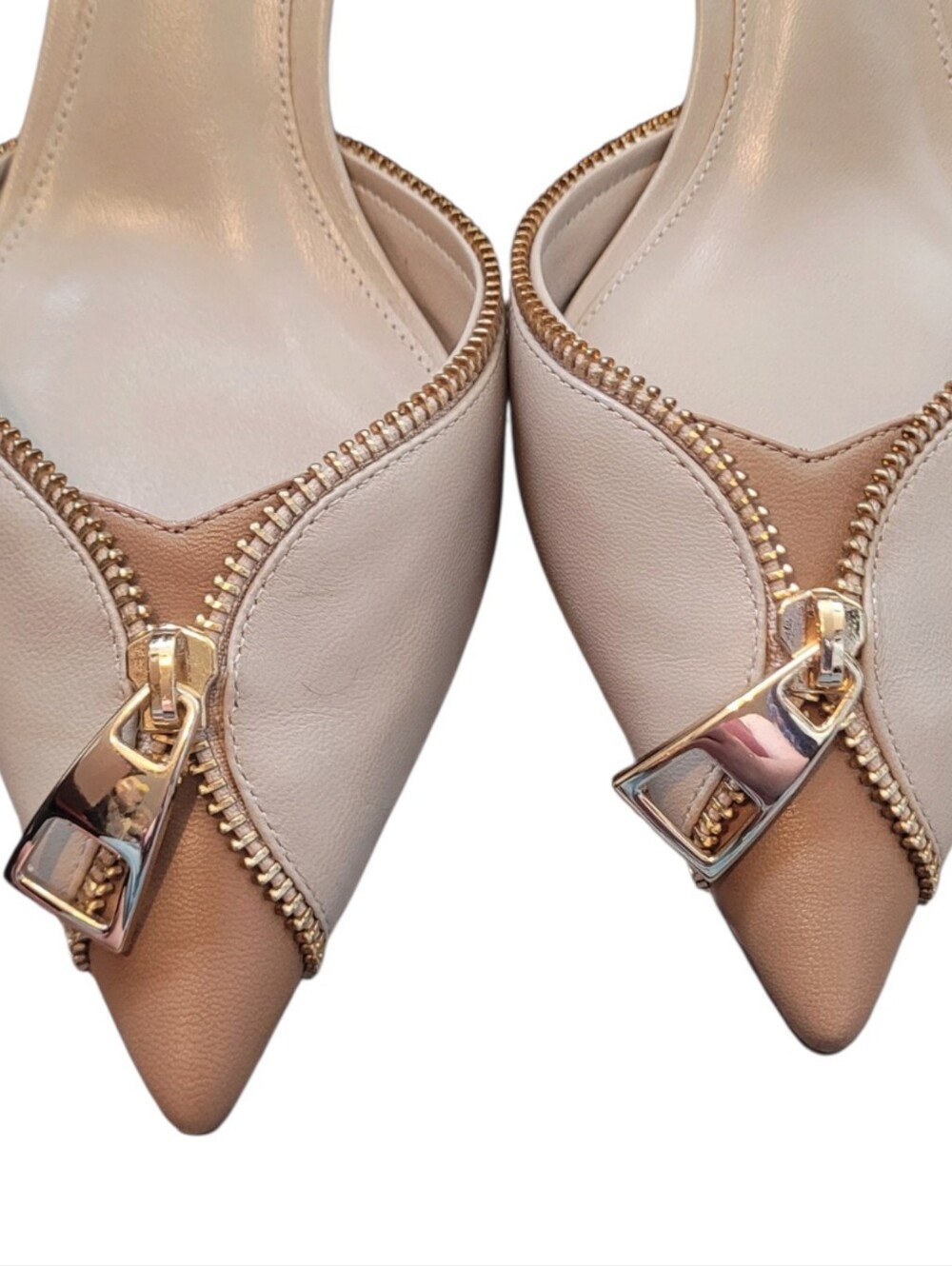 Alexandre Birman Cream Leather Slingback Kittwn Heels Size 38/7.5 - Picture 2 of 6